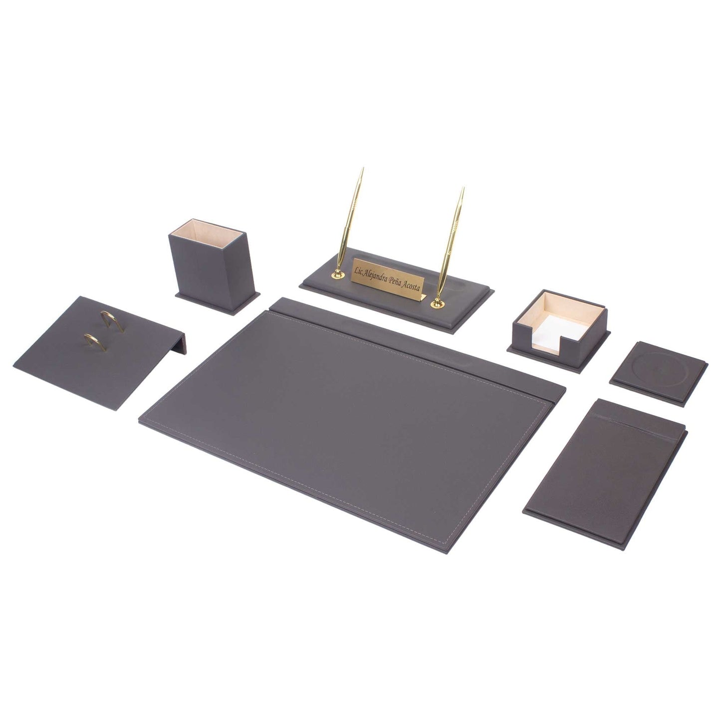 MOOG Leather Desk Set -  Pink - 9 PCS
