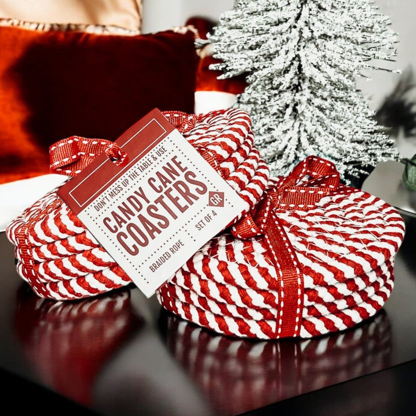 Candy Cane Coaster 4pk