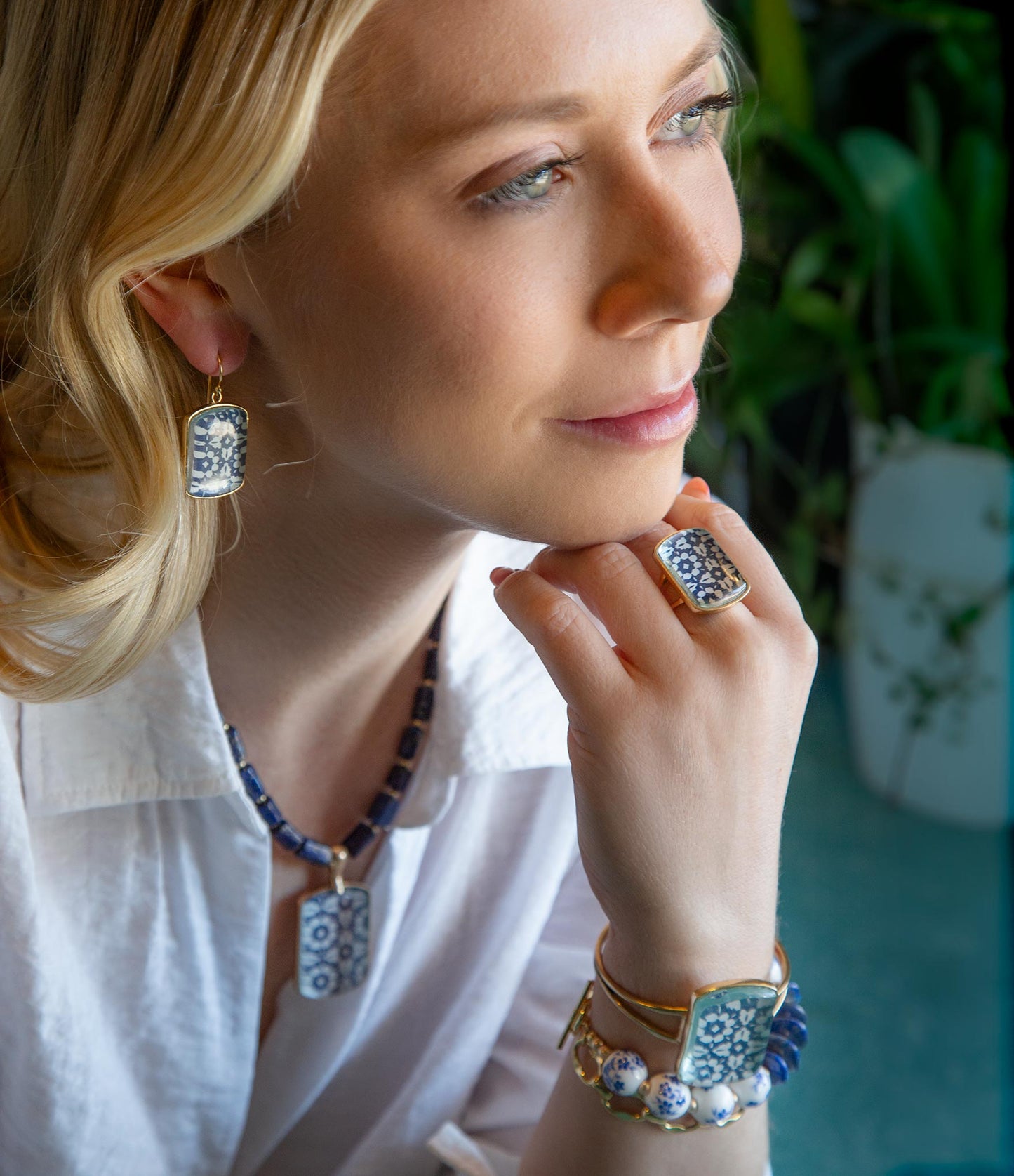 Santorini Cobalt Blue Lapis Golden Necklace