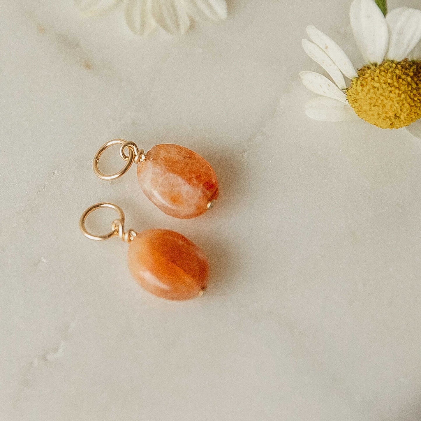 Sunstone Peach Hoop Charms