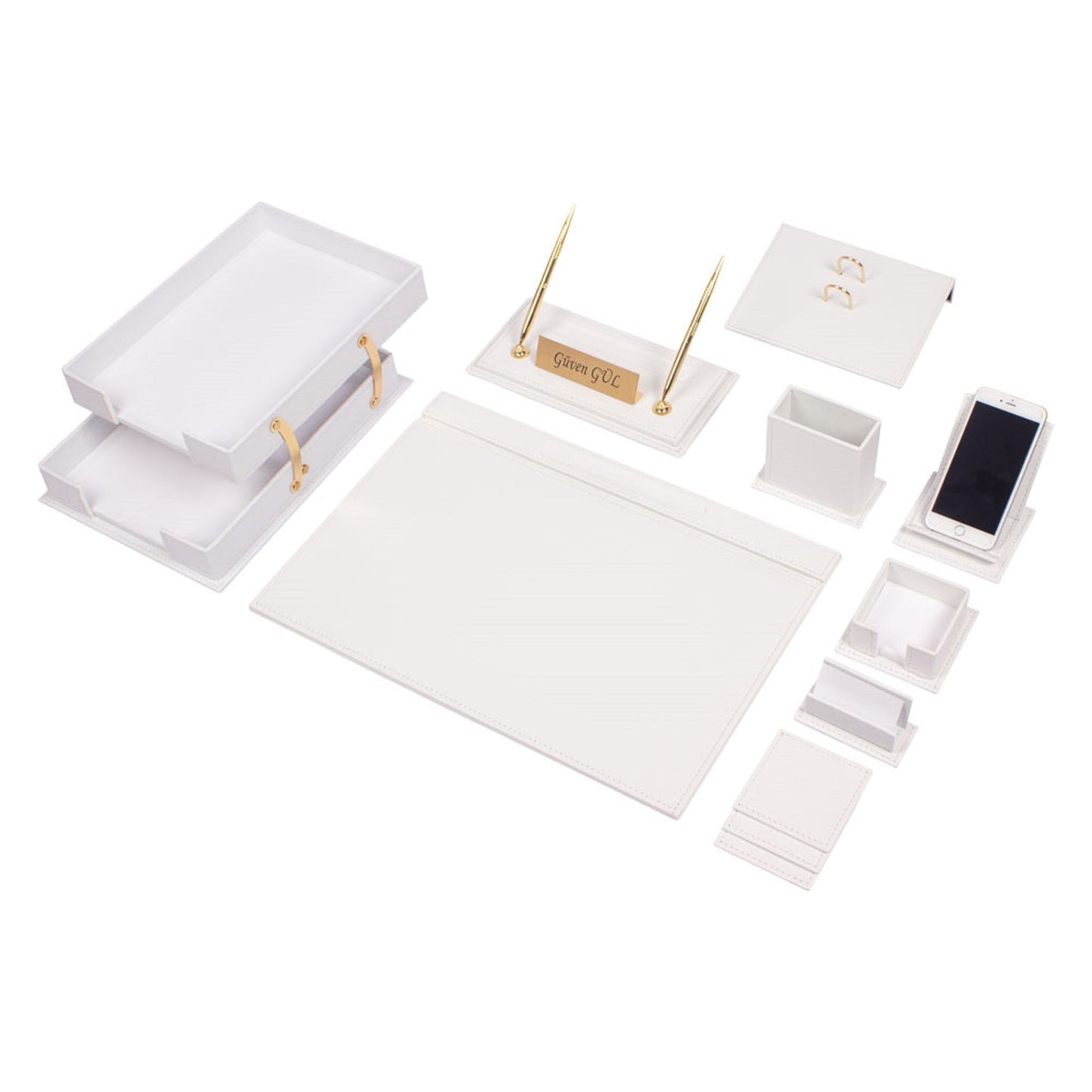 MOOG Luxury Desk Set - Double Document Tray- Green - 13 PCS