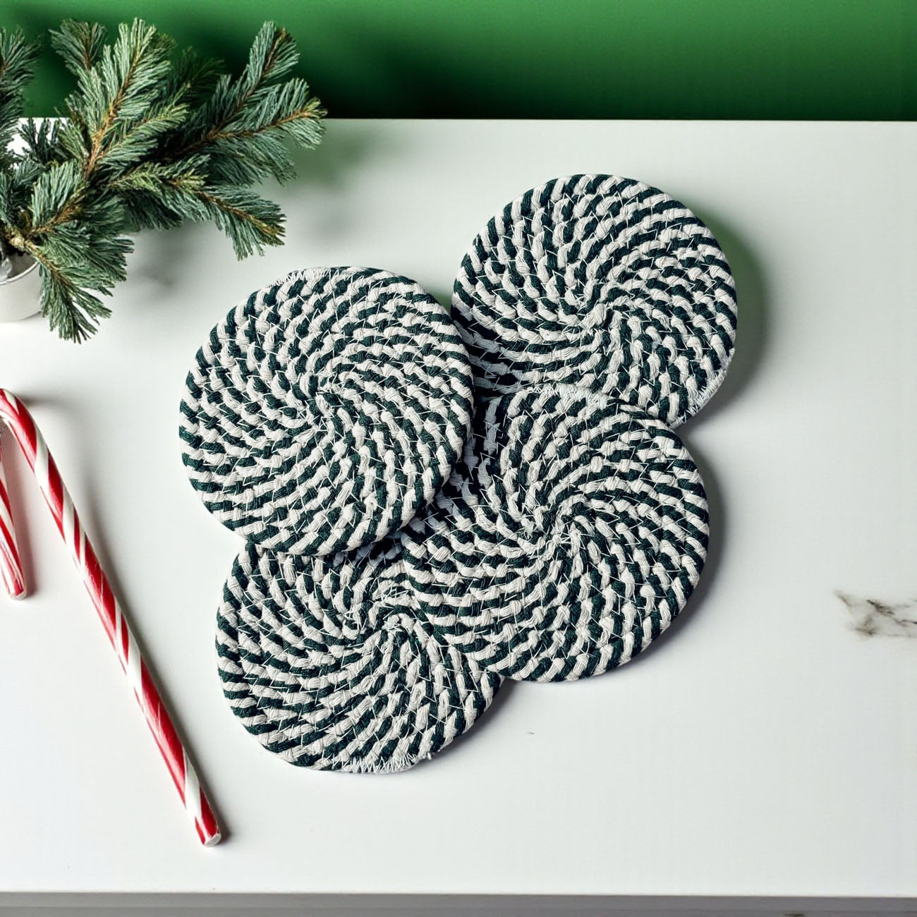 Candy Cane Coaster 4pk